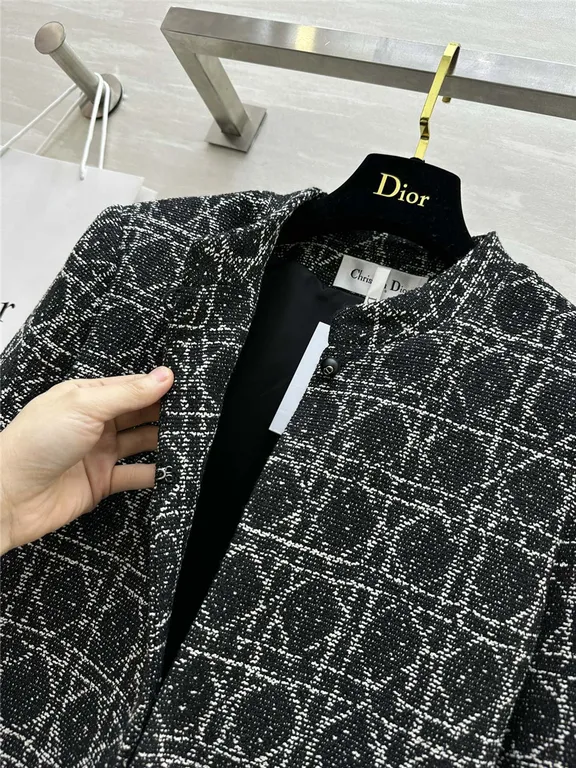 Dior quilted wool fringed coat